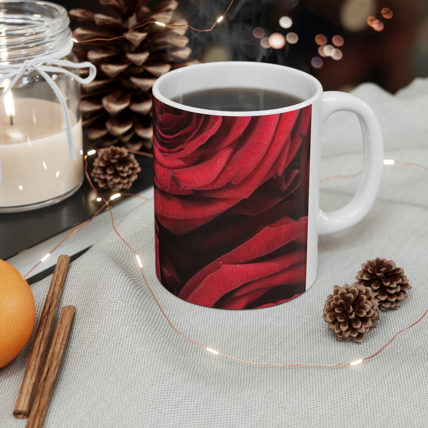 Red Roses Flow Ceramic Mug