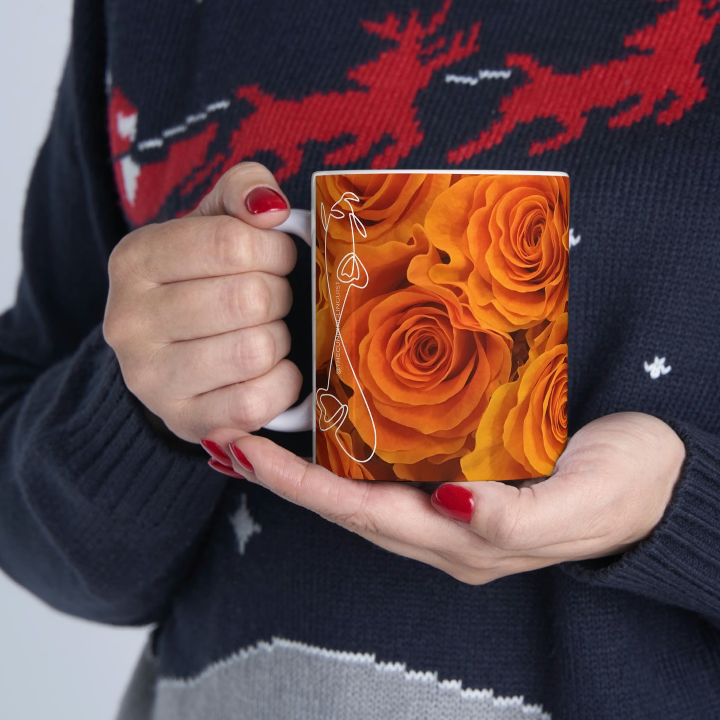 Orange Flower Flow Ceramic Mug