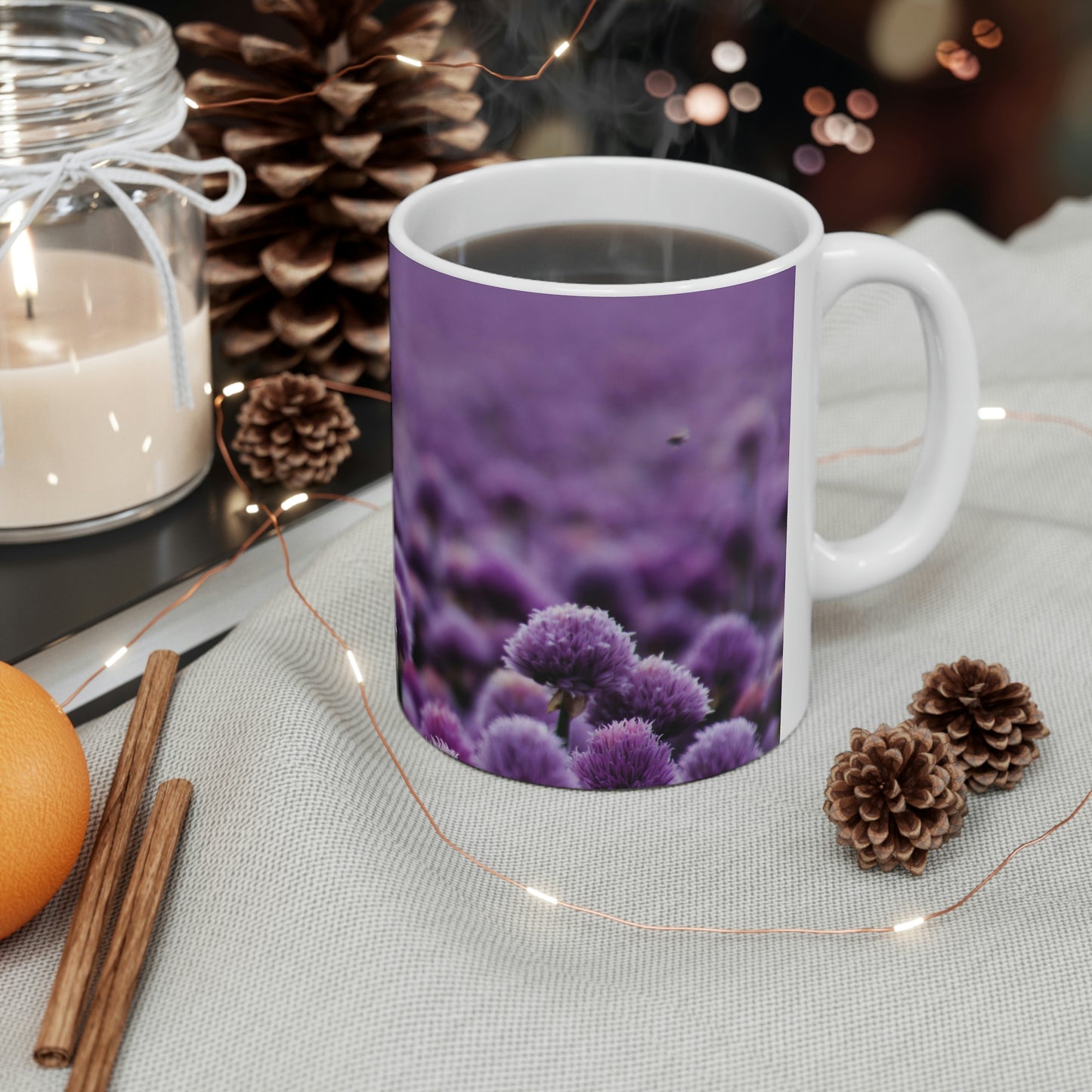 Purple Flower Flow Ceramic Mug