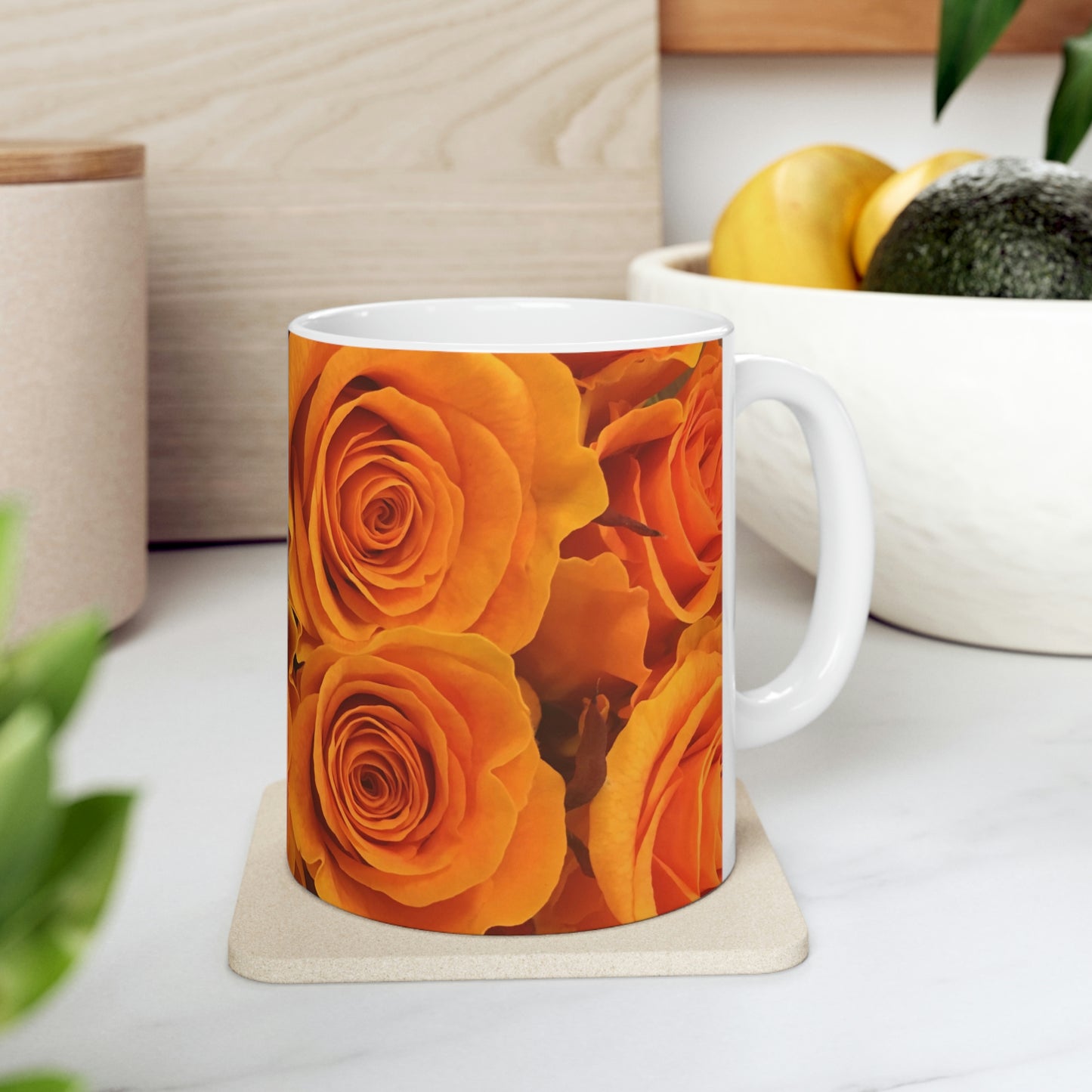 Orange Flower Flow Ceramic Mug