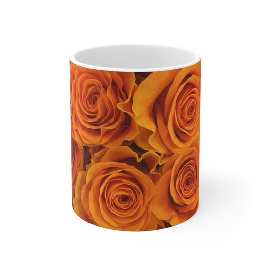 Orange Flower Flow Ceramic Mug