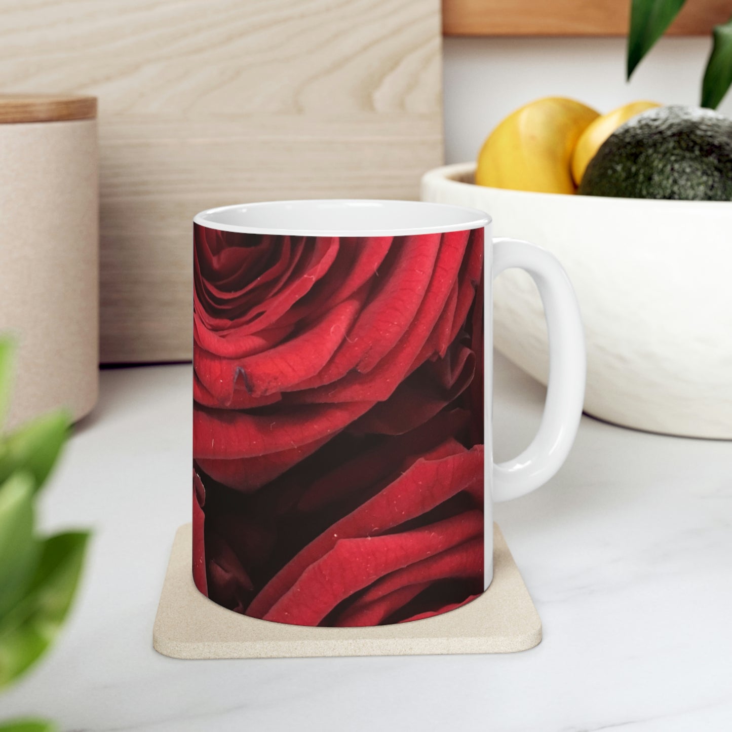 Red Roses Flow Ceramic Mug