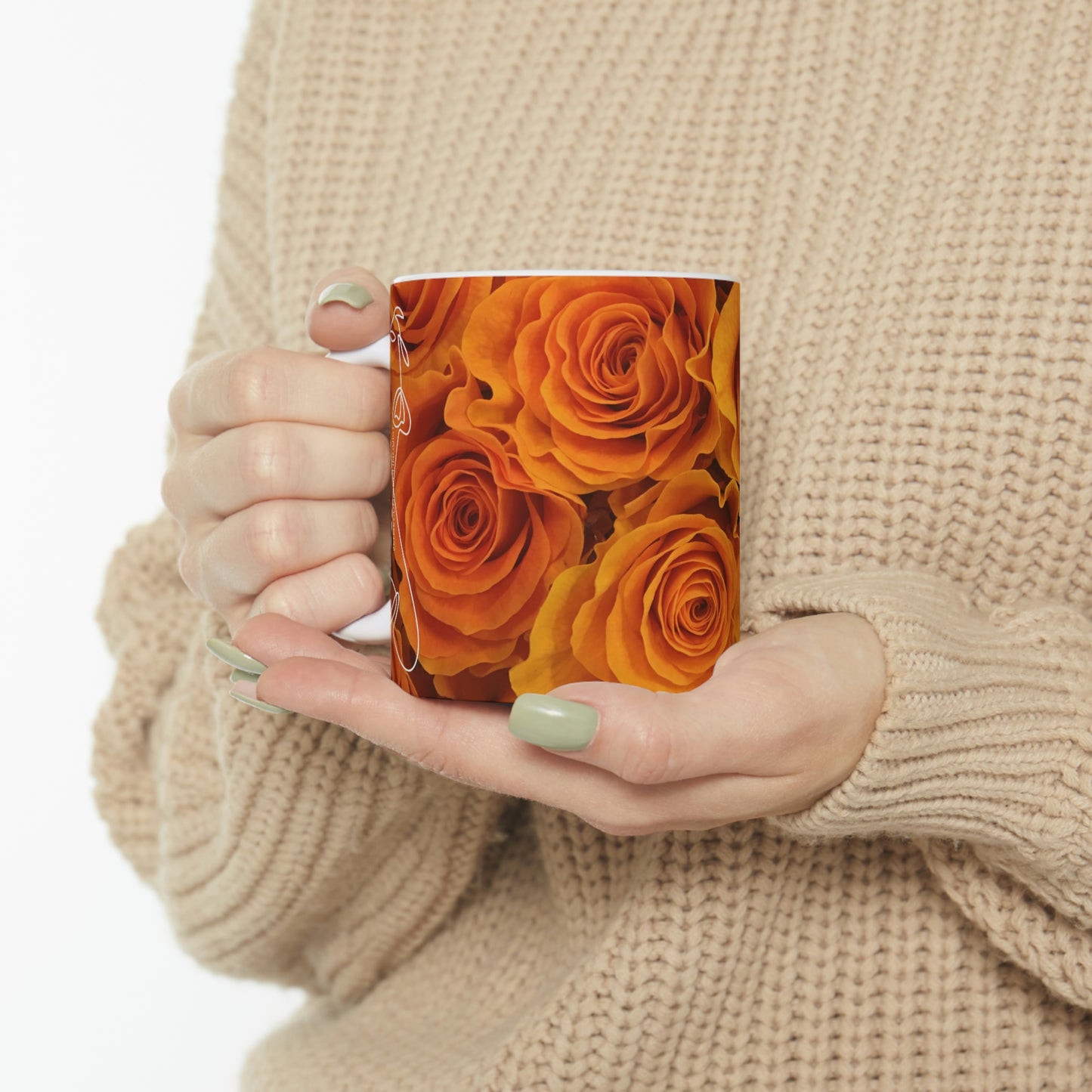 Orange Flower Flow Ceramic Mug