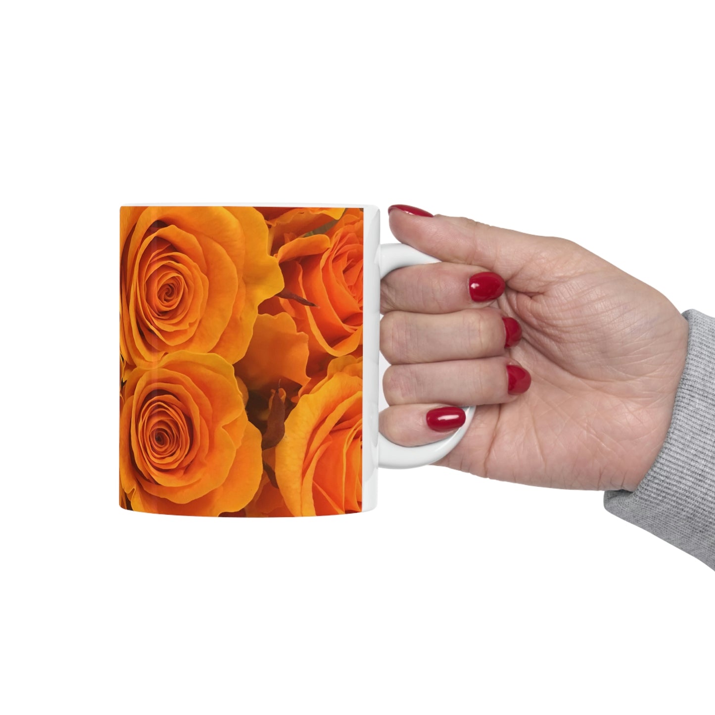 Orange Flower Flow Ceramic Mug