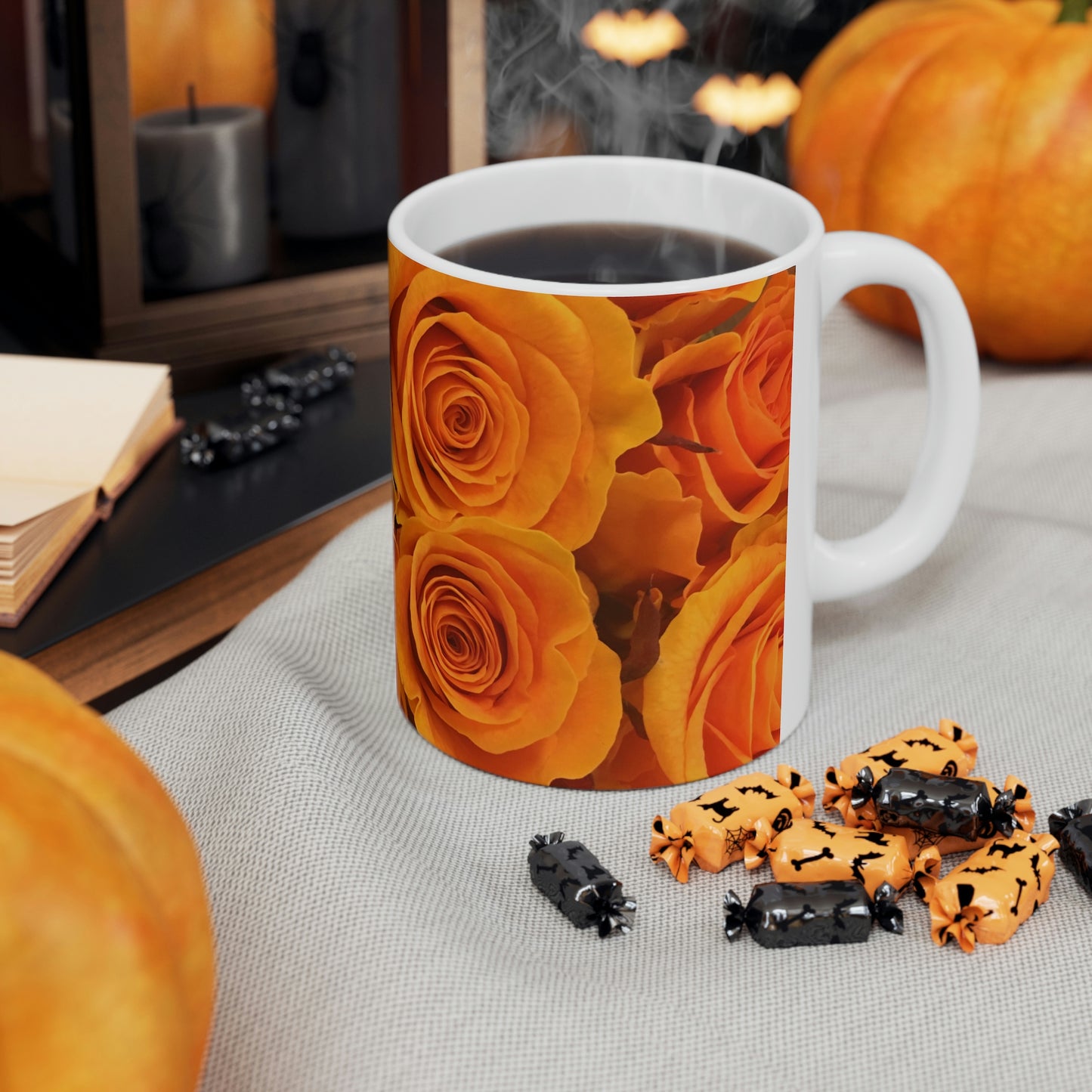 Orange Flower Flow Ceramic Mug