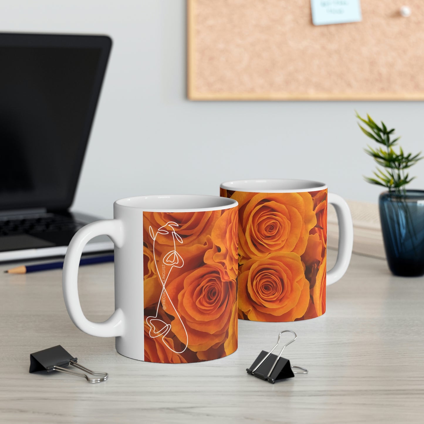 Orange Flower Flow Ceramic Mug