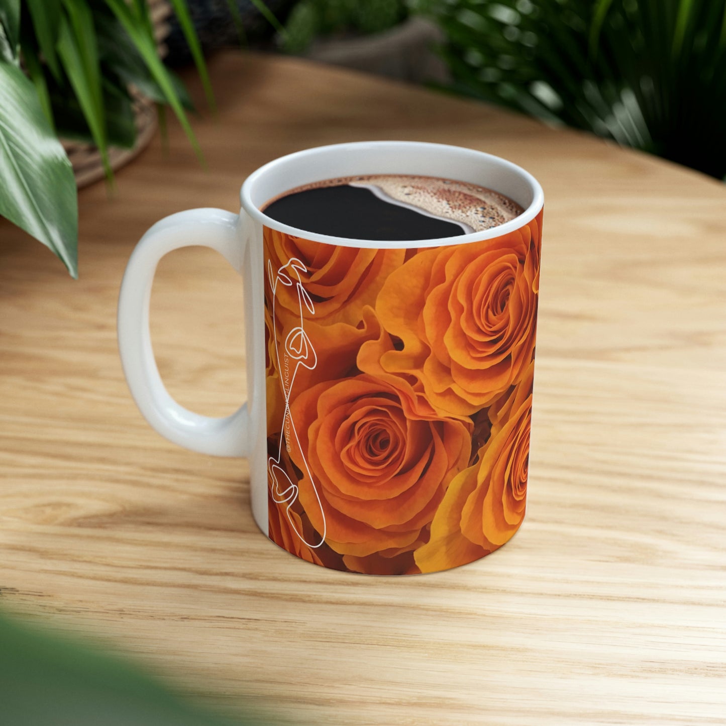 Orange Flower Flow Ceramic Mug