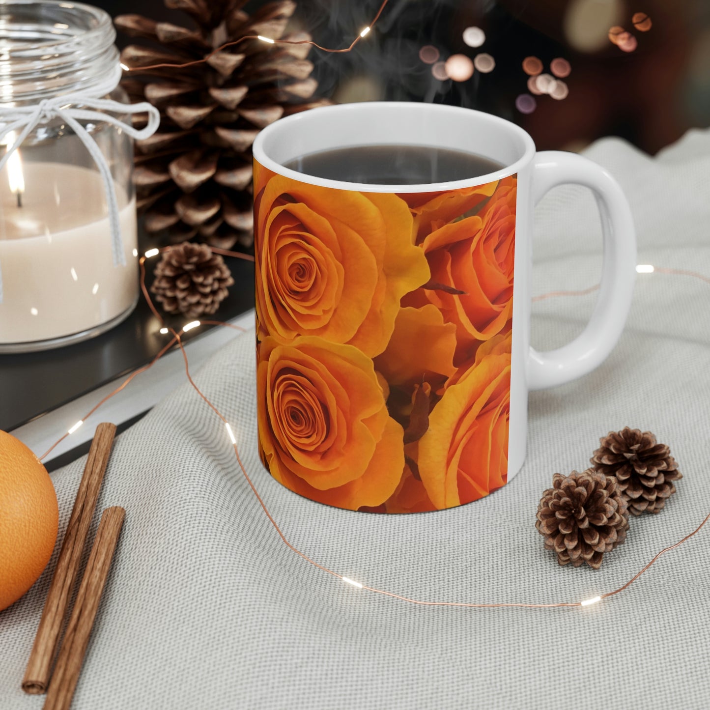 Orange Flower Flow Ceramic Mug