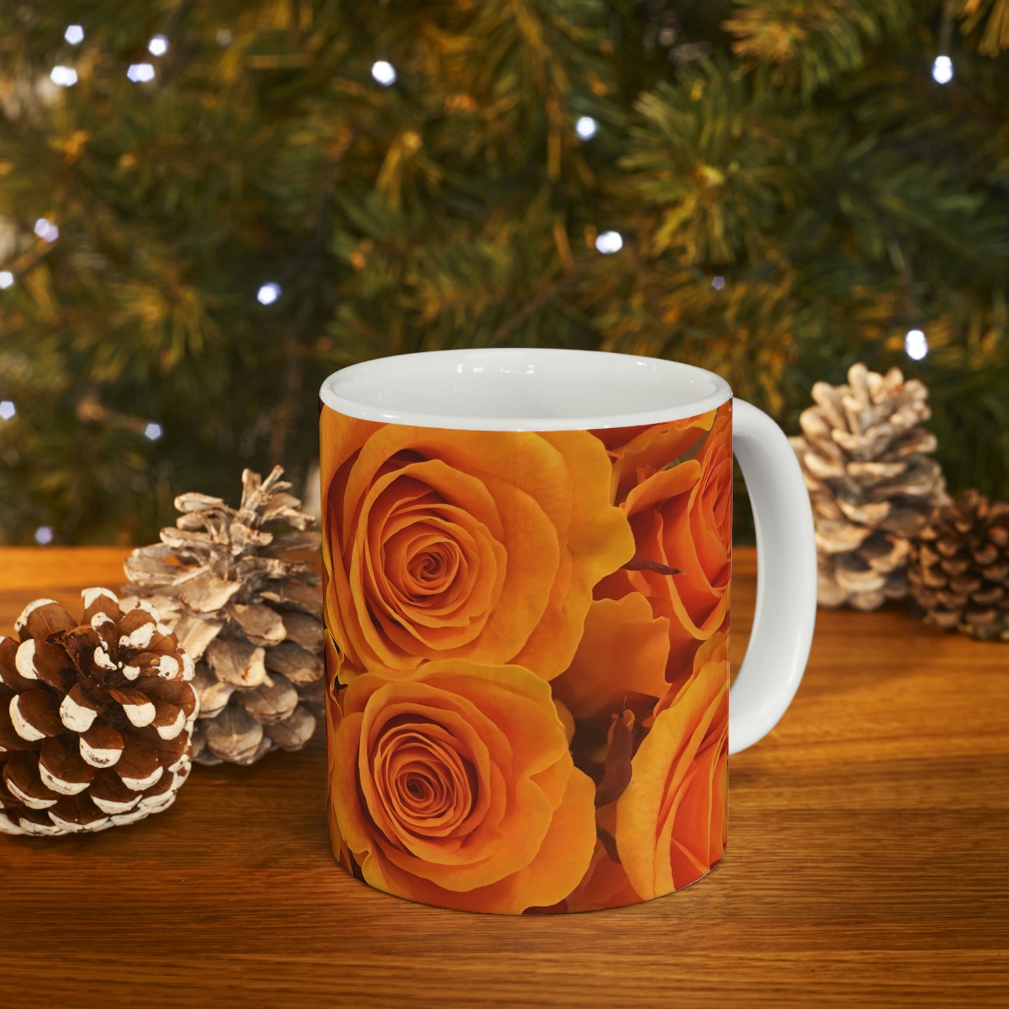 Orange Flower Flow Ceramic Mug