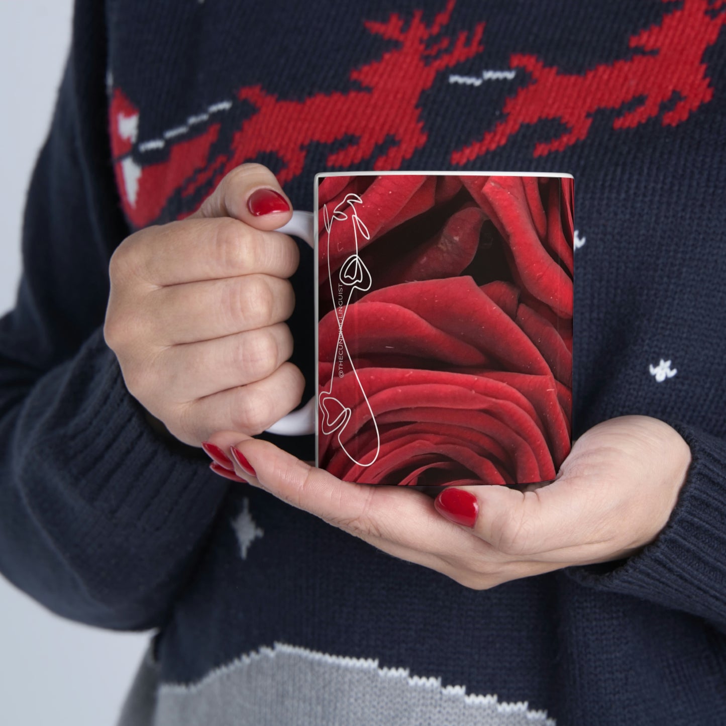 Red Roses Flow Ceramic Mug