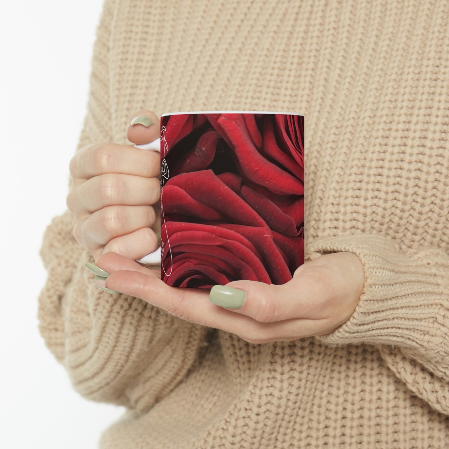 Red Roses Flow Ceramic Mug